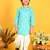 Saka Designs Boys Blue Leaf Printed Cotton Kurta with off-white Dhoti