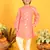 Saka Designs Boys Dark Peach With Gold Stripe Printed Kurta with Payjama