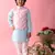 Saka Designs Boys Blue Kurta Payjama With Pink & Gold Printed Jacket