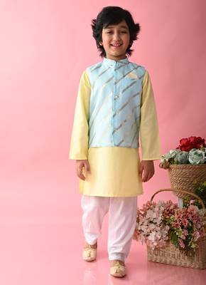 Saka Designs Boys Teal & Orange Kurta jacket with Payjama 1