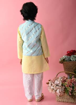 Saka Designs Boys Teal & Orange Kurta jacket with Payjama 5