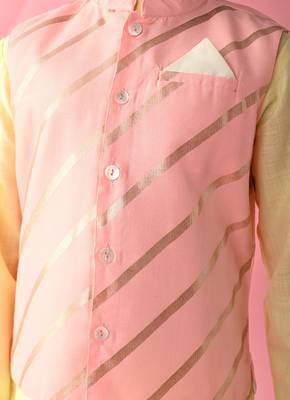Saka Designs Boys Teal Kurta With Floral Printed jacket & Payjama 3