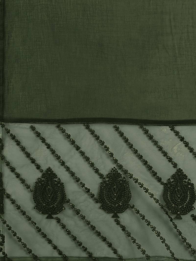 Green Cotton Rayon Embroidered Kurta Pant with Dupatta Salwar Suit 3 Pieces Set 