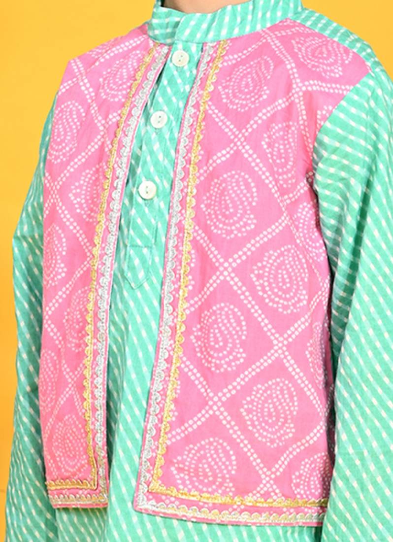 Saka Designs Boys Red Kurta With Floral Printed jacket & Payjama