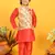 Saka Designs Boys Red Kurta With Floral Printed jacket & Payjama