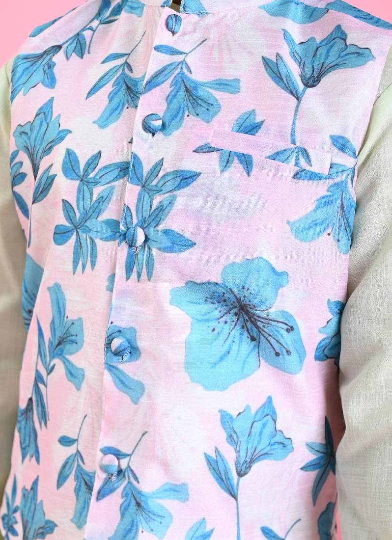 Saka Designs Boys Green Kurta With Printed jacket & Payjama