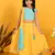 Saka Designs Girls Embroidered Lehenga Choli With Dupatta - Blue & Yellow