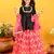 Saka Designs Girls Embroidered Lehenga And Peplum Choli With Dupatta - Black & Magenta