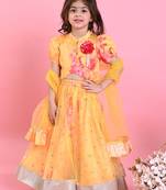 Saka Designs Floral Printed Lehenga Choli With Dupatta - Yellow