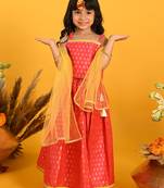 Saka Designs Girls Printed Lehenga Choli With Dupatta - Fuchsia