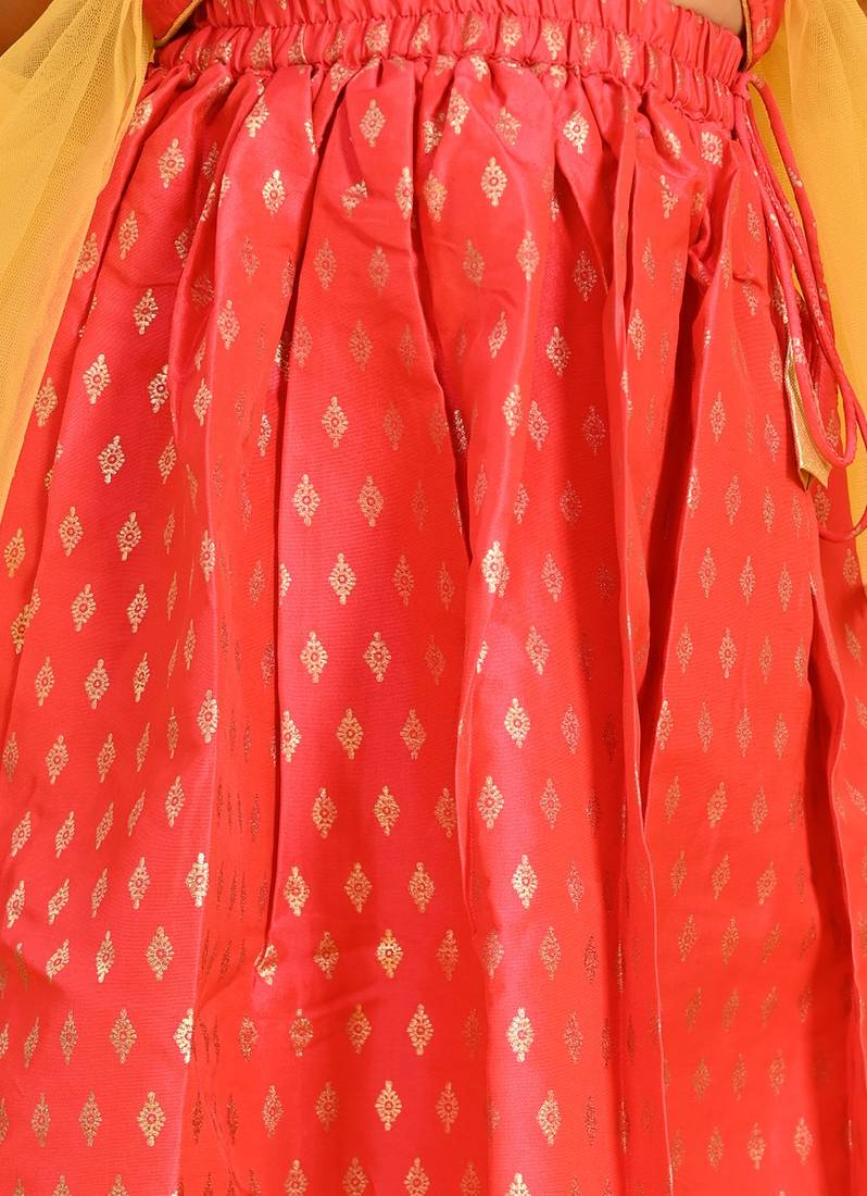 Saka Designs Girls Printed Lehenga Choli With Dupatta - Fuchsia