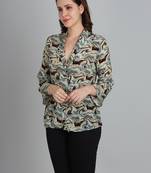 Beige Mukhlin Fabrics Western Wear Top Shirt