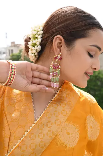 JADAU PINK KUNDAN BANGLES
