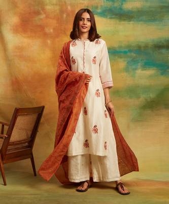 White kattha kurta set 1