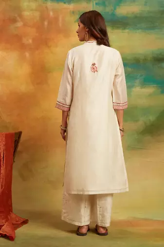 White kattha kurta set