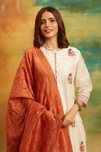 White kattha kurta set