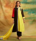Yellow & black zebra kurta set