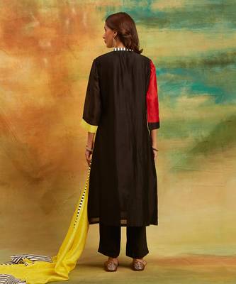Yellow & black zebra kurta set 2
