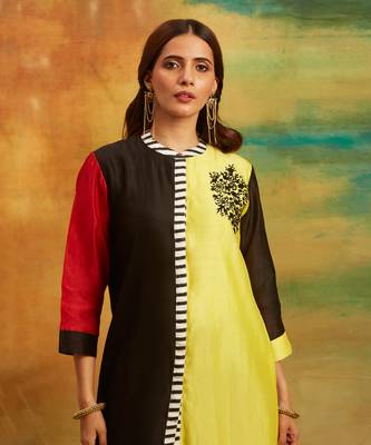 Yellow & black zebra kurta set 4