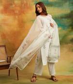 White dobby kurta set