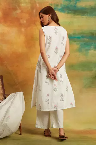 White dobby kurta set