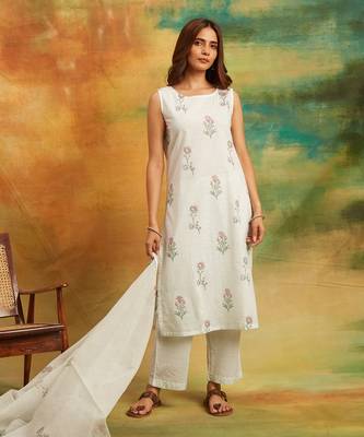 White dobby kurta set 3