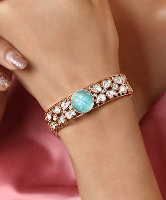 Aqua enamel kundan bracelet 1