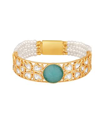 Aqua enamel kundan bracelet 2