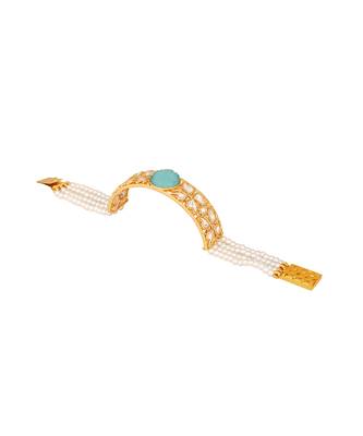 Aqua enamel kundan bracelet 3