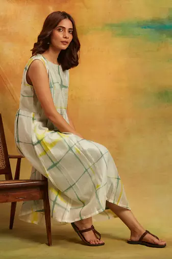 Yellow square dress