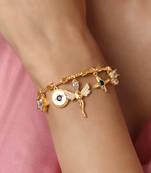 Green & silver synthetic stone bracelet