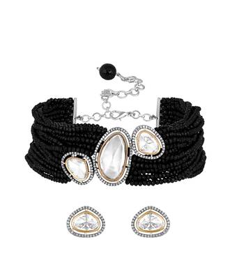 Black two tone finish necklace set 2