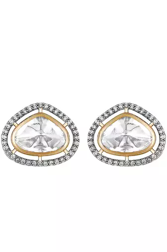 Two tone finish kundan earrings
