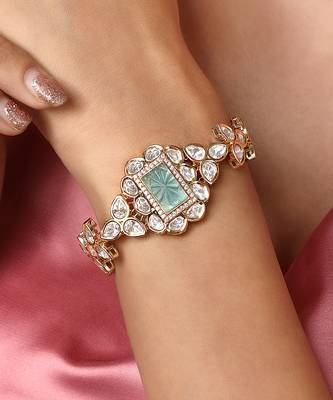 Aqua kundan bracelet 1
