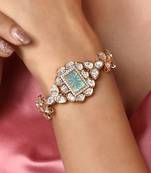 Aqua kundan bracelet