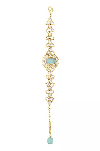 Aqua kundan bracelet