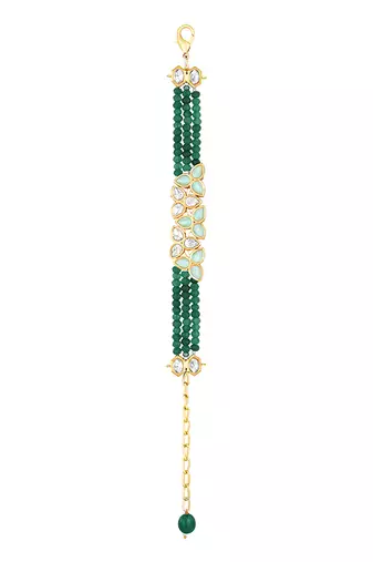 Green kundan agate bracelet