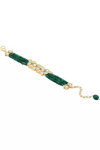 Green kundan agate bracelet