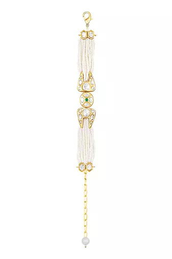 Cream kundan pearl bracelet