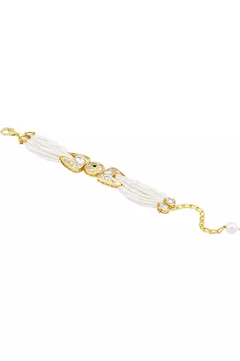 Cream kundan pearl bracelet