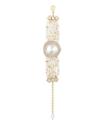 Cream kundan polki bracelet 2