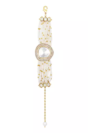 Cream kundan polki bracelet