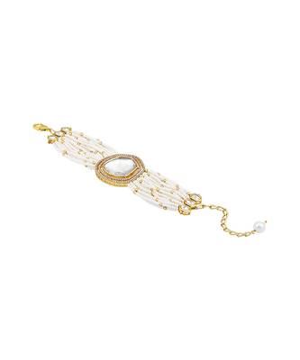 Cream kundan polki bracelet 3