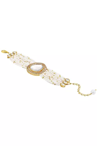 Cream kundan polki bracelet