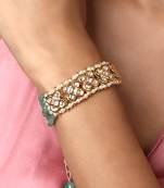 Green & gold kundan agate bracelet