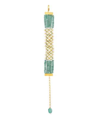 Green & gold kundan agate bracelet 2