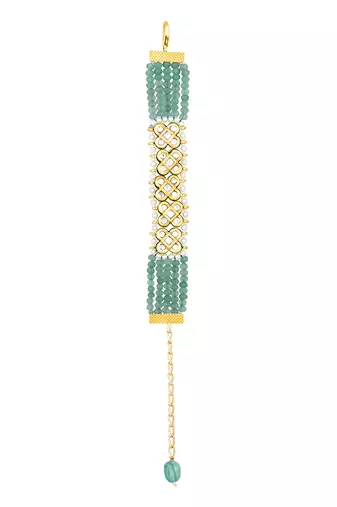 Green & gold kundan agate bracelet