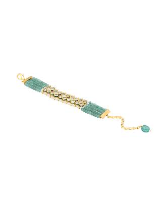Green & gold kundan agate bracelet 3
