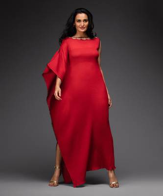 Red draped maxi kaftan 1
