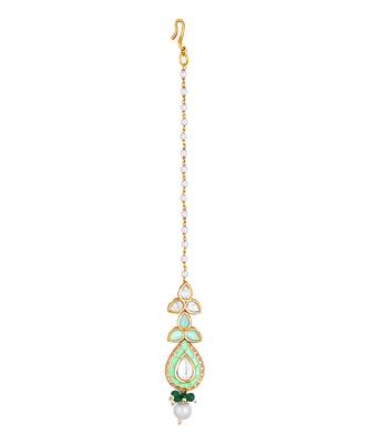 Green kundan maangtikka 2